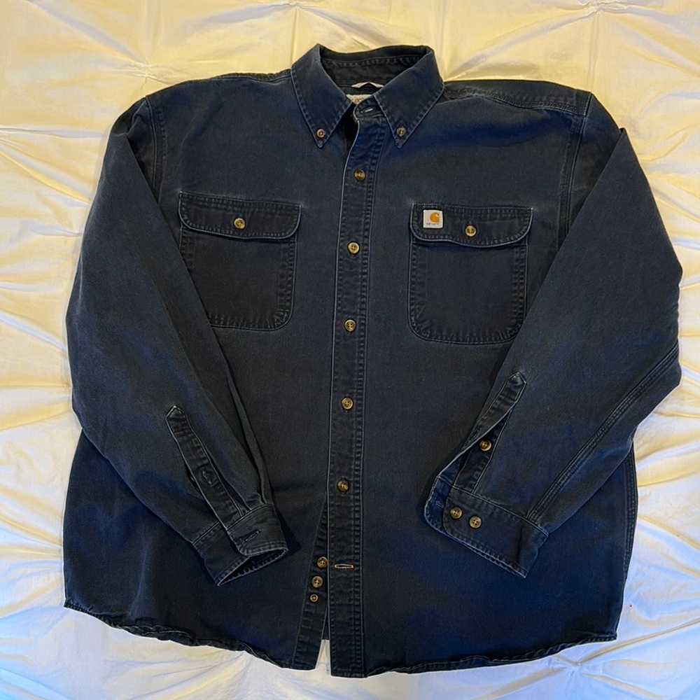 Carhartt Men's Dark Denim Button-Up Shirt